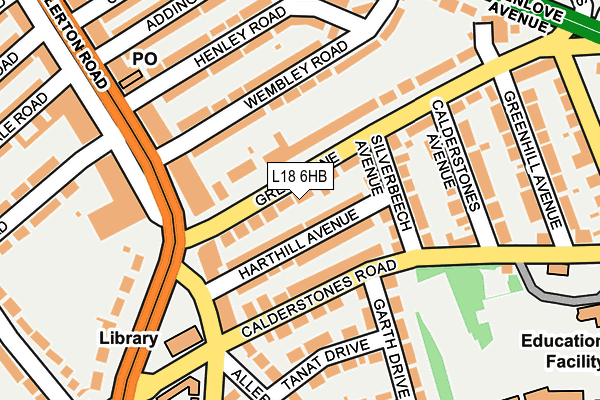 L18 6HB map - OS OpenMap – Local (Ordnance Survey)
