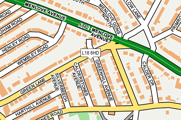 L18 6HD map - OS OpenMap – Local (Ordnance Survey)