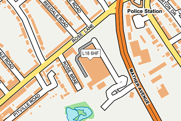 L18 6HF map - OS OpenMap – Local (Ordnance Survey)