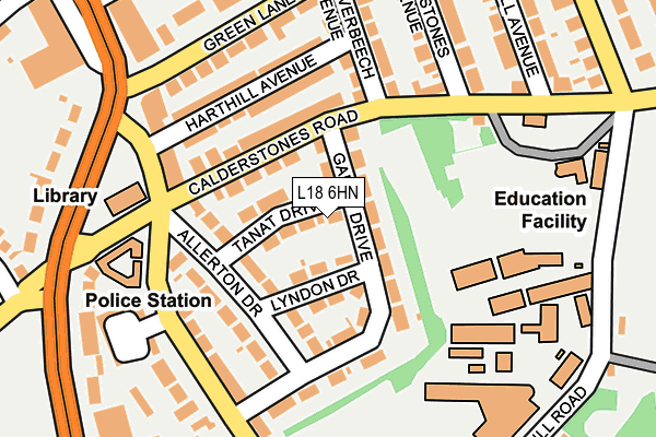 L18 6HN map - OS OpenMap – Local (Ordnance Survey)