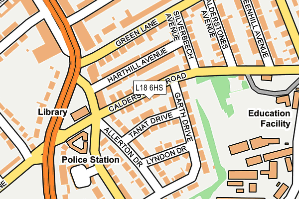 L18 6HS map - OS OpenMap – Local (Ordnance Survey)