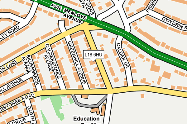 L18 6HU map - OS OpenMap – Local (Ordnance Survey)