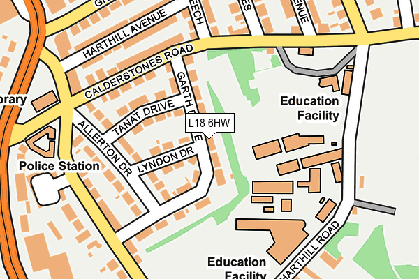 L18 6HW map - OS OpenMap – Local (Ordnance Survey)
