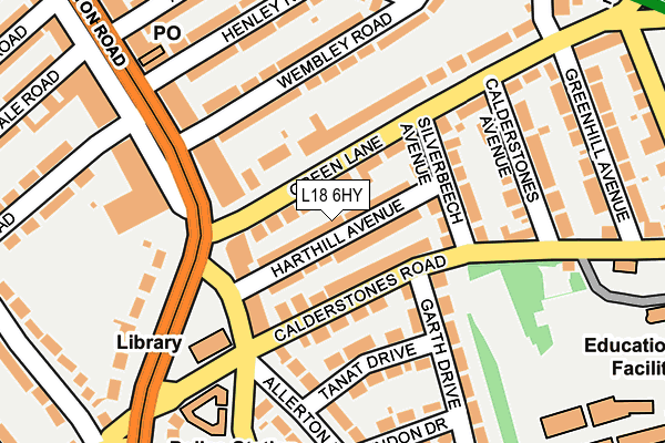 L18 6HY map - OS OpenMap – Local (Ordnance Survey)