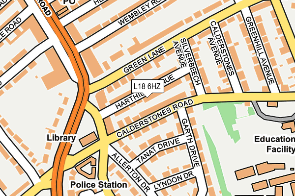 L18 6HZ map - OS OpenMap – Local (Ordnance Survey)