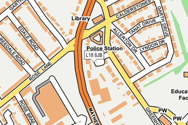 L18 6JB map - OS OpenMap – Local (Ordnance Survey)