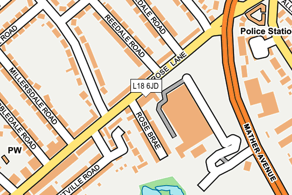 L18 6JD map - OS OpenMap – Local (Ordnance Survey)