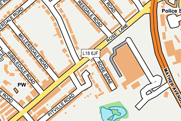 L18 6JF map - OS OpenMap – Local (Ordnance Survey)