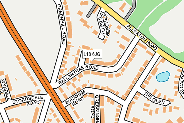 L18 6JG map - OS OpenMap – Local (Ordnance Survey)