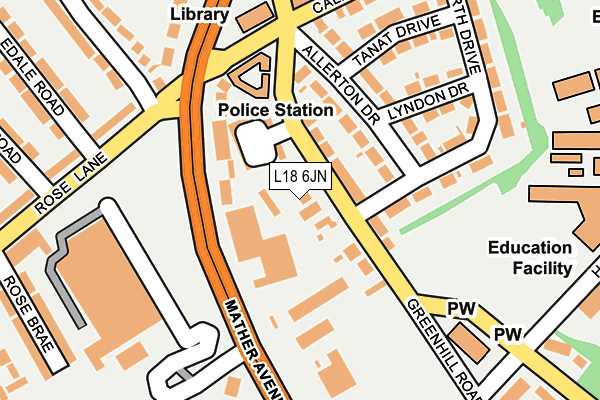 L18 6JN map - OS OpenMap – Local (Ordnance Survey)