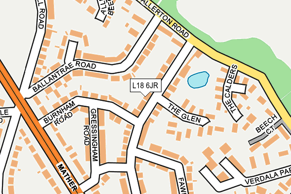 L18 6JR map - OS OpenMap – Local (Ordnance Survey)