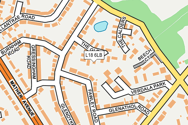 L18 6LB map - OS OpenMap – Local (Ordnance Survey)