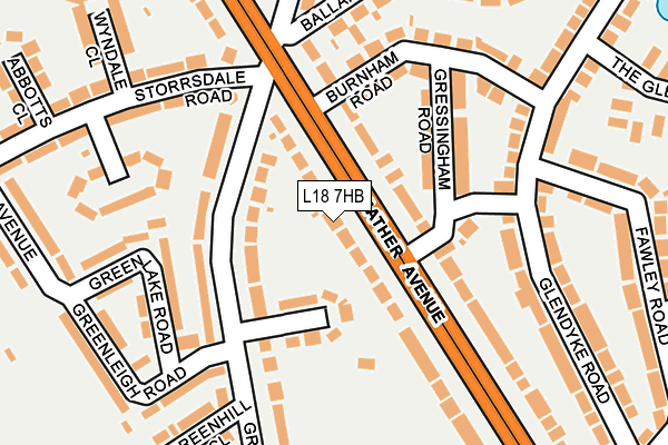 L18 7HB map - OS OpenMap – Local (Ordnance Survey)