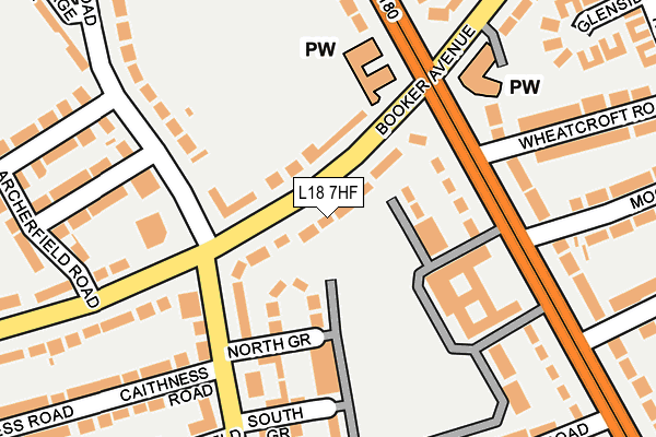 L18 7HF map - OS OpenMap – Local (Ordnance Survey)