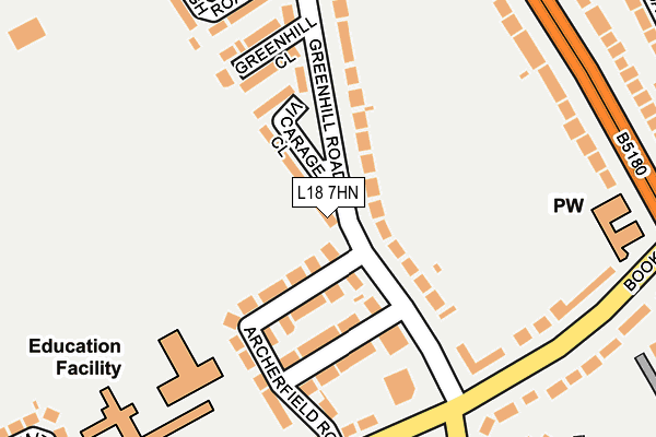 L18 7HN map - OS OpenMap – Local (Ordnance Survey)