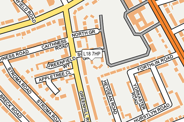 L18 7HP map - OS OpenMap – Local (Ordnance Survey)