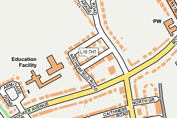 L18 7HT map - OS OpenMap – Local (Ordnance Survey)