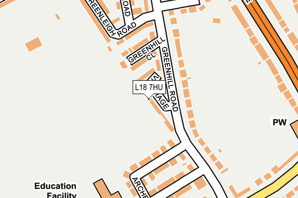 L18 7HU map - OS OpenMap – Local (Ordnance Survey)