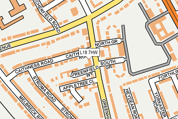 L18 7HW map - OS OpenMap – Local (Ordnance Survey)