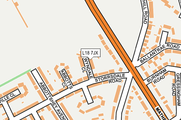 L18 7JX map - OS OpenMap – Local (Ordnance Survey)