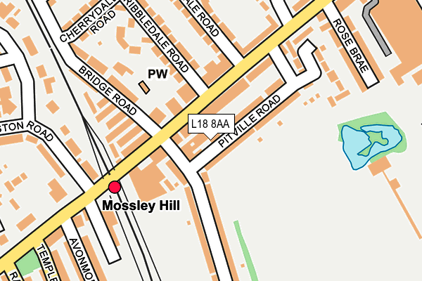 L18 8AA map - OS OpenMap – Local (Ordnance Survey)