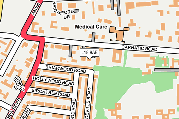 L18 8AE map - OS OpenMap – Local (Ordnance Survey)