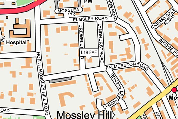 L18 8AF map - OS OpenMap – Local (Ordnance Survey)