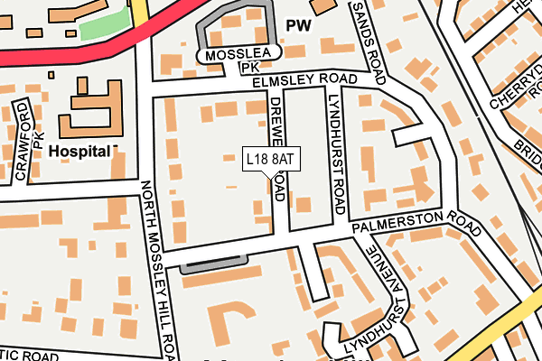 L18 8AT map - OS OpenMap – Local (Ordnance Survey)