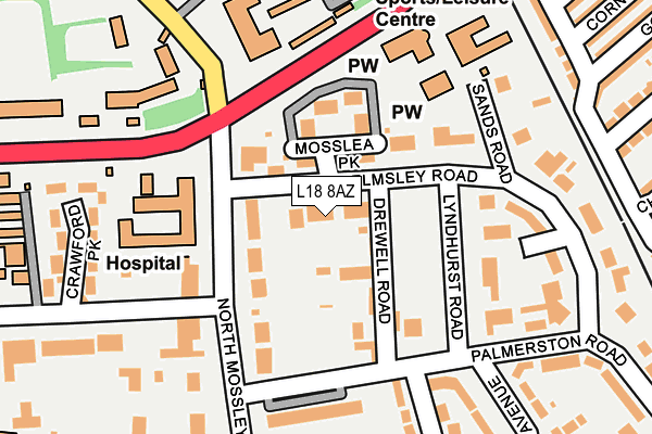 L18 8AZ map - OS OpenMap – Local (Ordnance Survey)