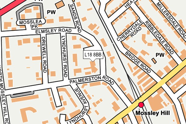 L18 8BB map - OS OpenMap – Local (Ordnance Survey)