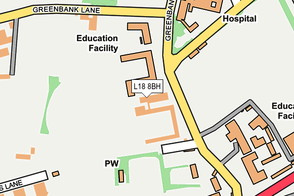 L18 8BH map - OS OpenMap – Local (Ordnance Survey)
