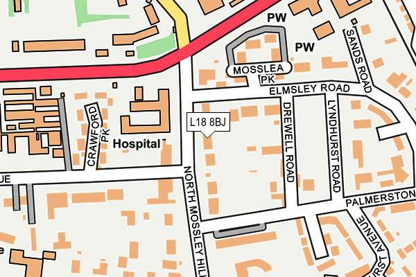 L18 8BJ map - OS OpenMap – Local (Ordnance Survey)