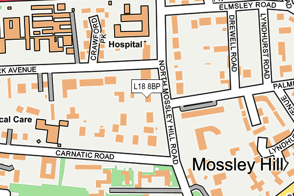 L18 8BP map - OS OpenMap – Local (Ordnance Survey)