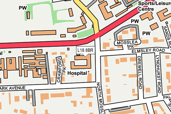 L18 8BR map - OS OpenMap – Local (Ordnance Survey)