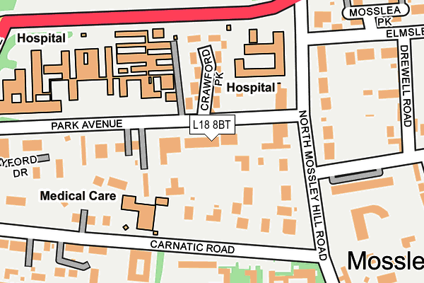 L18 8BT map - OS OpenMap – Local (Ordnance Survey)