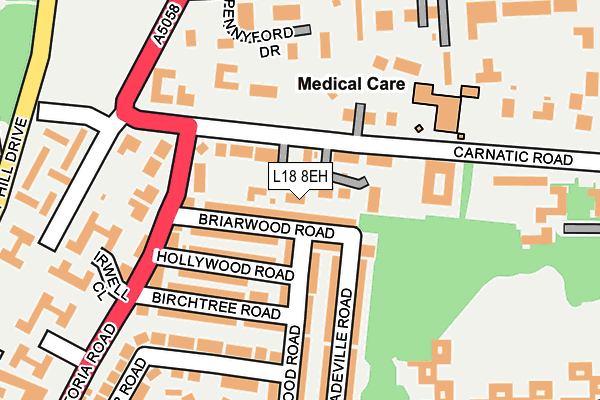 L18 8EH map - OS OpenMap – Local (Ordnance Survey)