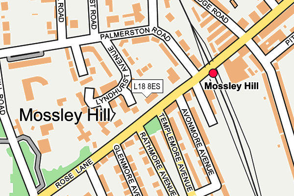 L18 8ES map - OS OpenMap – Local (Ordnance Survey)