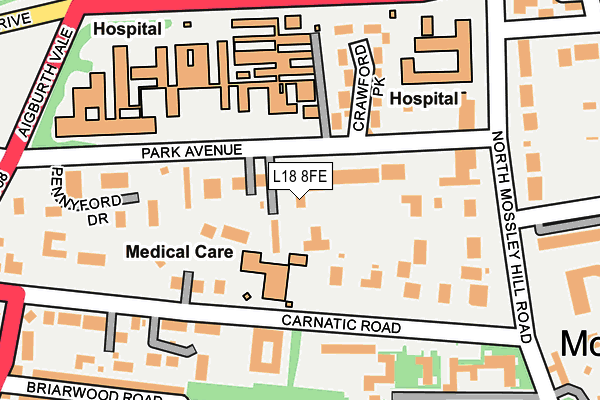 L18 8FE map - OS OpenMap – Local (Ordnance Survey)