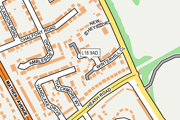 L18 9AD map - OS OpenMap – Local (Ordnance Survey)