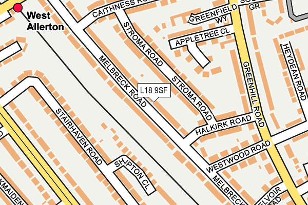 L18 9SF map - OS OpenMap – Local (Ordnance Survey)