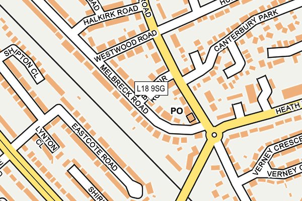 L18 9SG map - OS OpenMap – Local (Ordnance Survey)