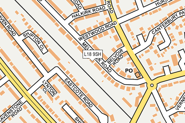 L18 9SH map - OS OpenMap – Local (Ordnance Survey)