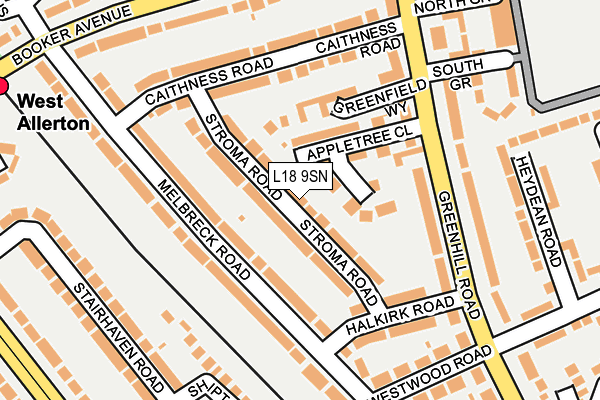 L18 9SN map - OS OpenMap – Local (Ordnance Survey)