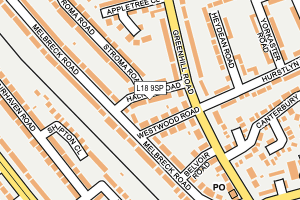 L18 9SP map - OS OpenMap – Local (Ordnance Survey)