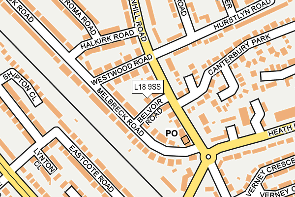 L18 9SS map - OS OpenMap – Local (Ordnance Survey)