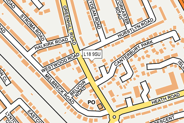 L18 9SU map - OS OpenMap – Local (Ordnance Survey)