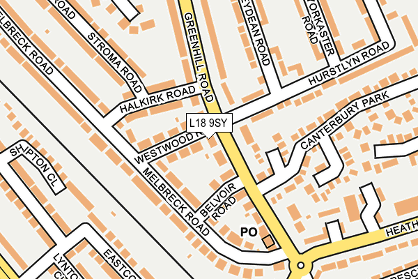 L18 9SY map - OS OpenMap – Local (Ordnance Survey)