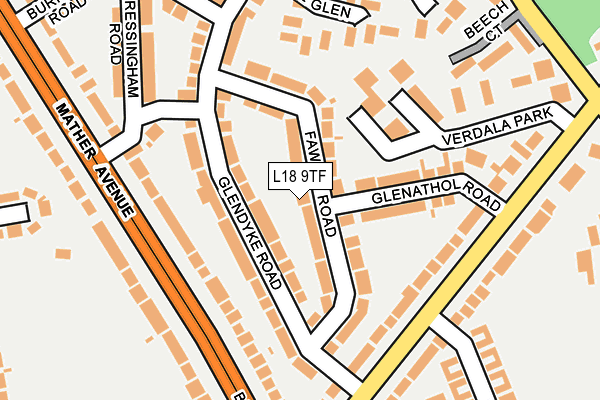 L18 9TF map - OS OpenMap – Local (Ordnance Survey)