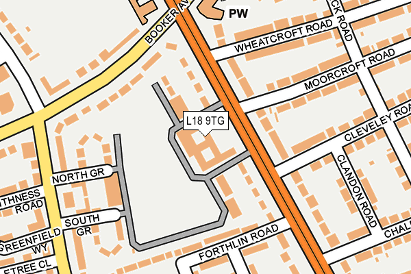 L18 9TG map - OS OpenMap – Local (Ordnance Survey)