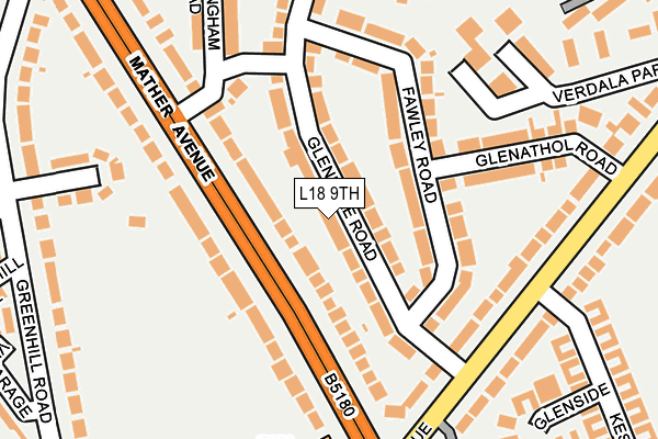 L18 9TH map - OS OpenMap – Local (Ordnance Survey)